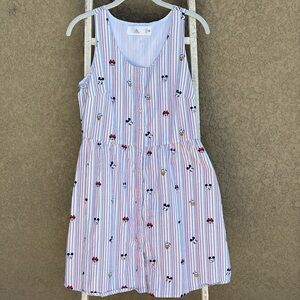 Disney White Multicolor Stripe Tank Dress with Character Motifs